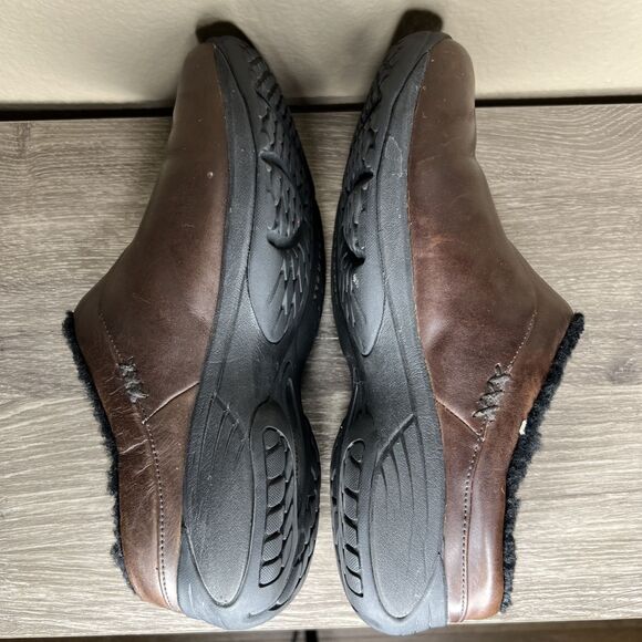 Merrell Encore Ice Smooth Brown Leather Mules Clogs Womens 9.5 Sherpa Lined - Picture 8 of 13